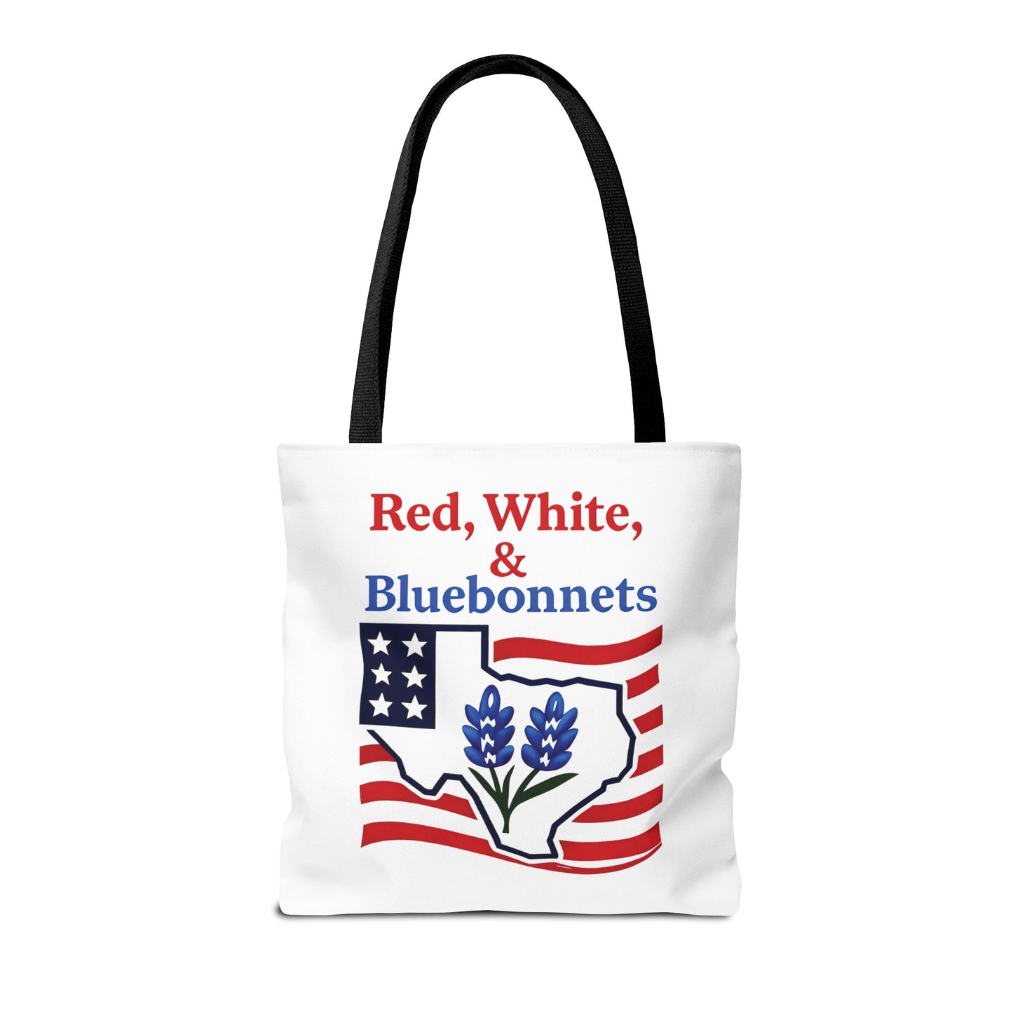 Texas Patriot Tote Bag, Red White and Bluebonnets, Independence Day Accessory, Summer Travel Bag, Gift for Texans, Stylish Grocery Tote