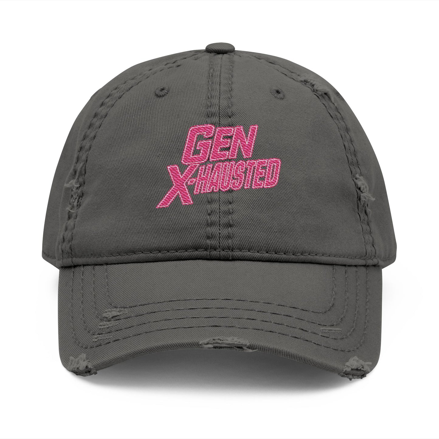 Embroidered Hat, Gen X-Hausted Distressed Dad Cap, Funny Gift for Gen X, Vintage Gen X Apparel, Retro Gen X Accessories, Embroidery Baseball