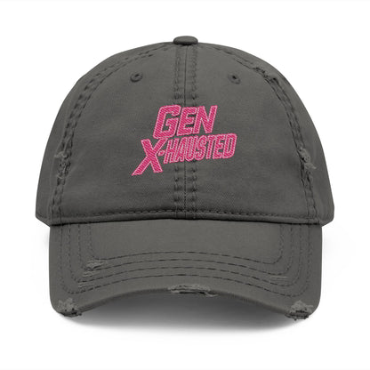 Embroidered Hat, Gen X-Hausted Distressed Dad Cap, Funny Gift for Gen X, Vintage Gen X Apparel, Retro Gen X Accessories, Embroidery Baseball