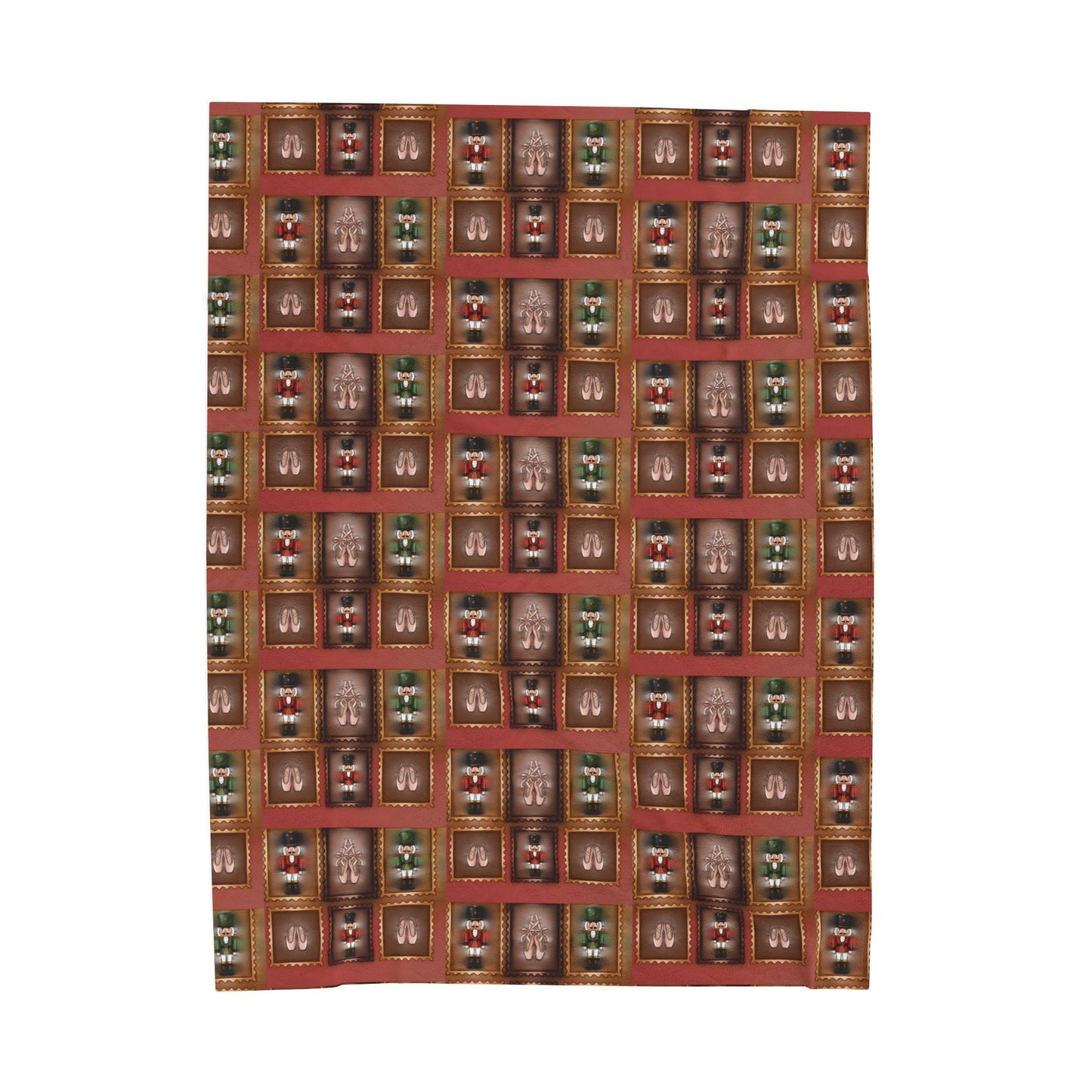 Nutcracker Pattern Velveteen Blanket | Holiday Toy Soldier Plaid