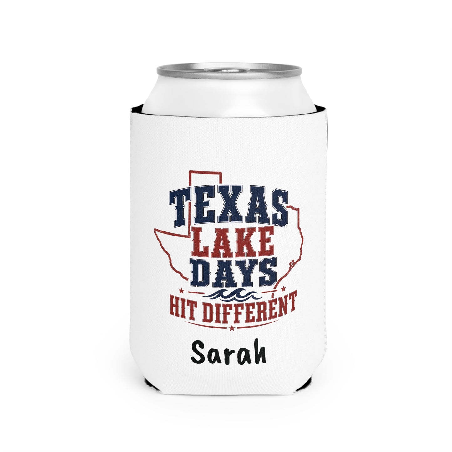 Texas Lake Days Hit Different Can Cooler Sleeve | Personalized Name Option