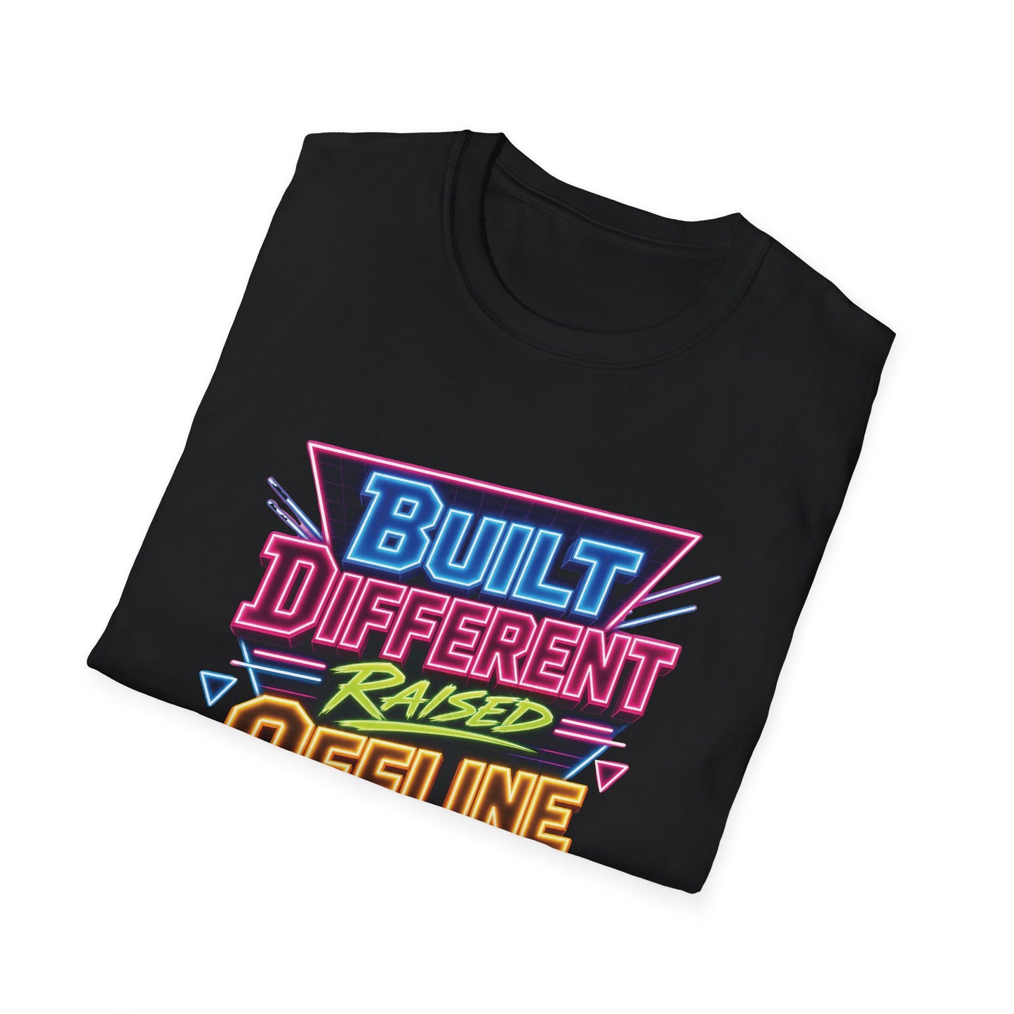 Built Different Raised Offline T-Shirt | Retro 80s Neon Graphic Tee