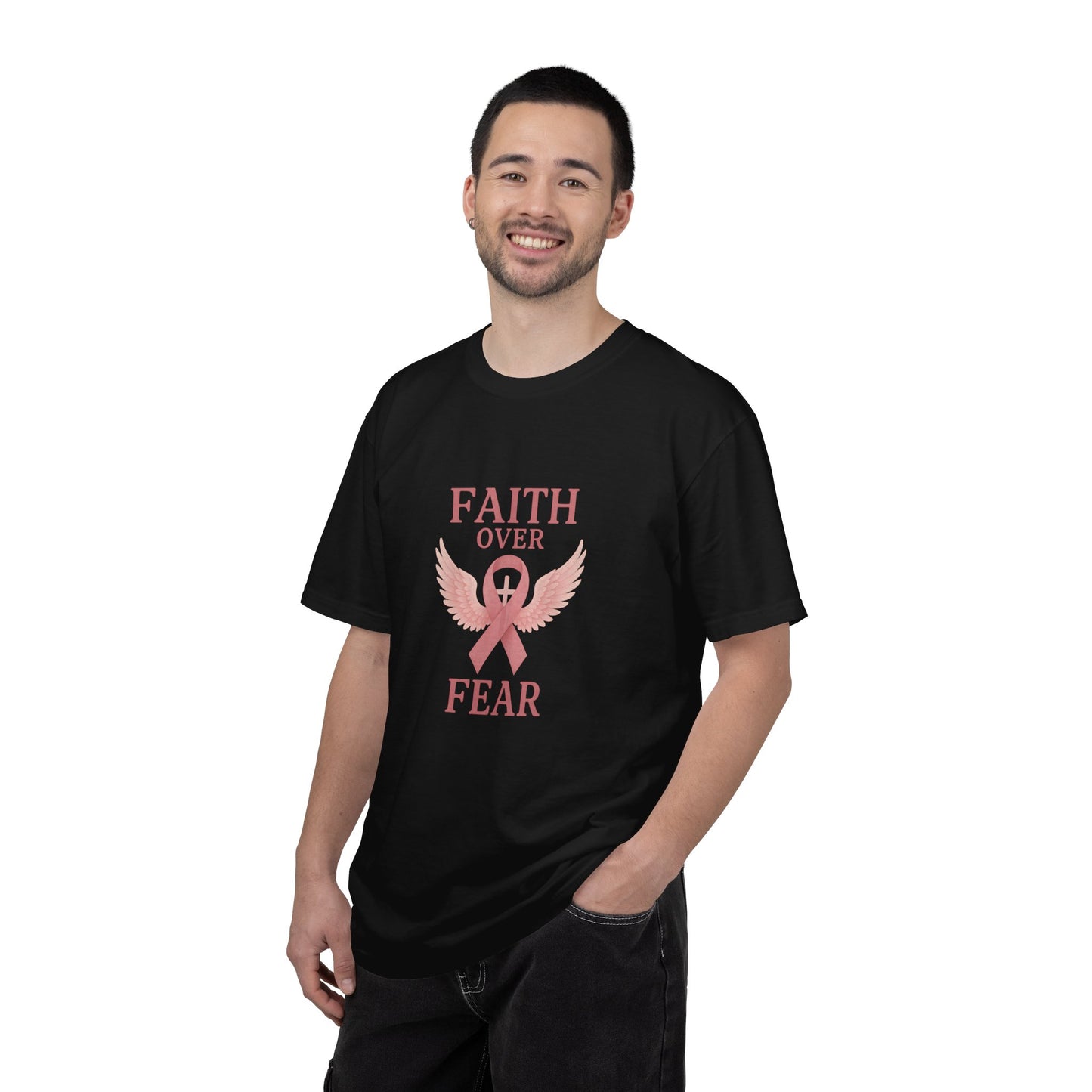 Faith Over Fear Unisex T-Shirt, Inspirational Shirt, Breast Cancer Awareness Tee, Gift for Support, Everyday Casual Wear