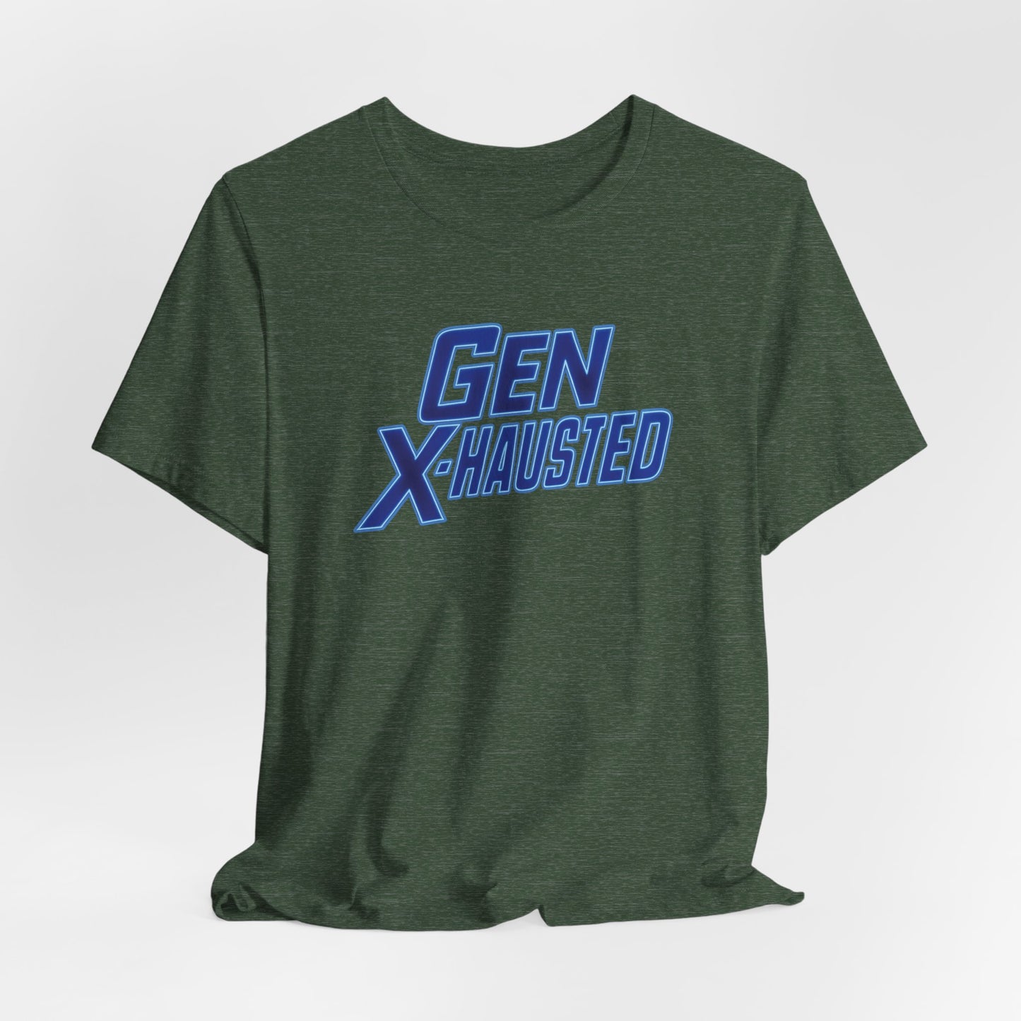 Gen X-Hausted Unisex Tee - Retro Humor Tee, Gift for Gen X, Casual Wear, Trendy Graphic Shirt, Unique Meme Apparel