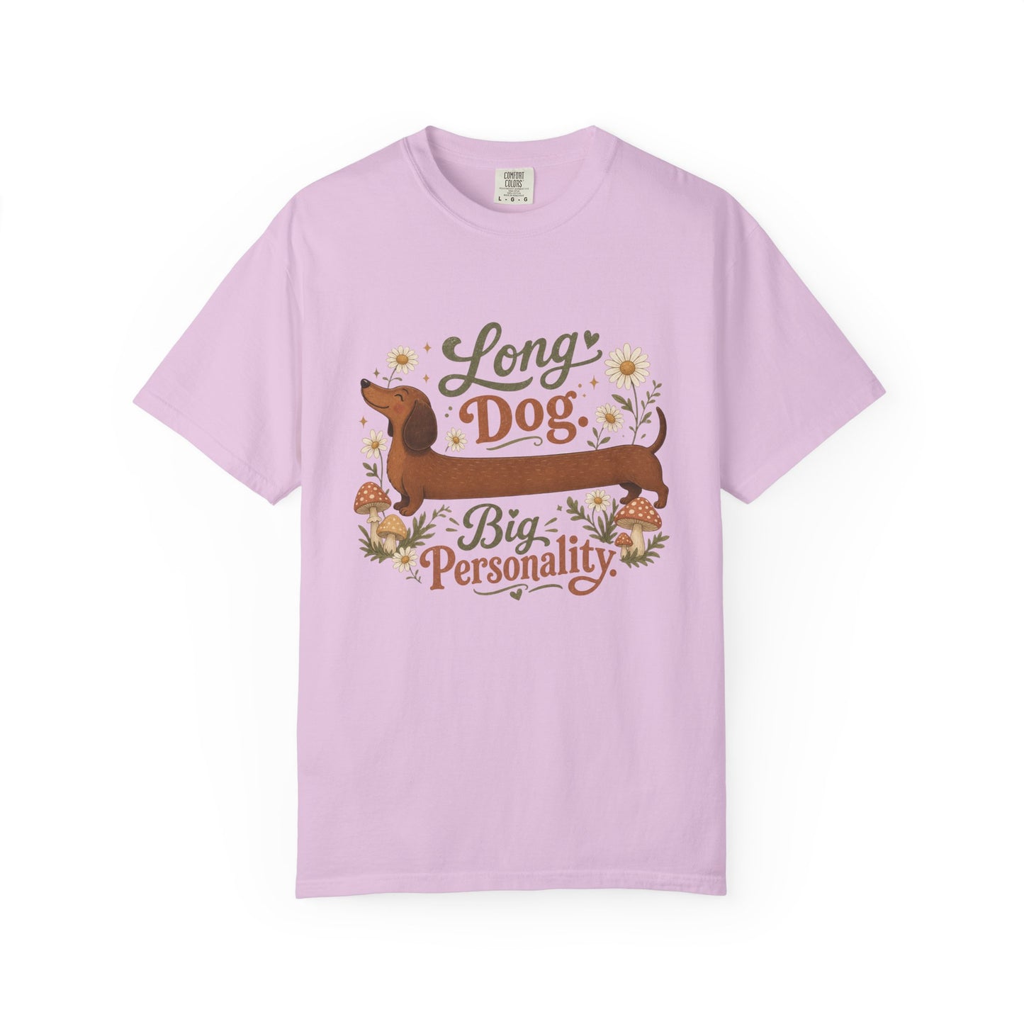 Long Dog Big Personality Dachshund T-shirt | Cute Sausage Dog Floral Design