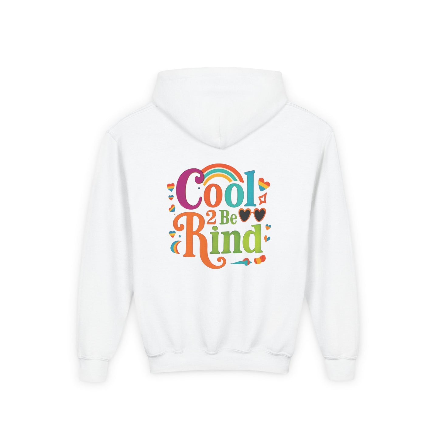 Cool 2 Be Kind Hoodie | Youth Hooded Sweatshirt, Colorful Rainbow Kindness Design