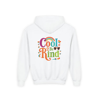 Cool 2 Be Kind Hoodie | Youth Hooded Sweatshirt, Colorful Rainbow Kindness Design