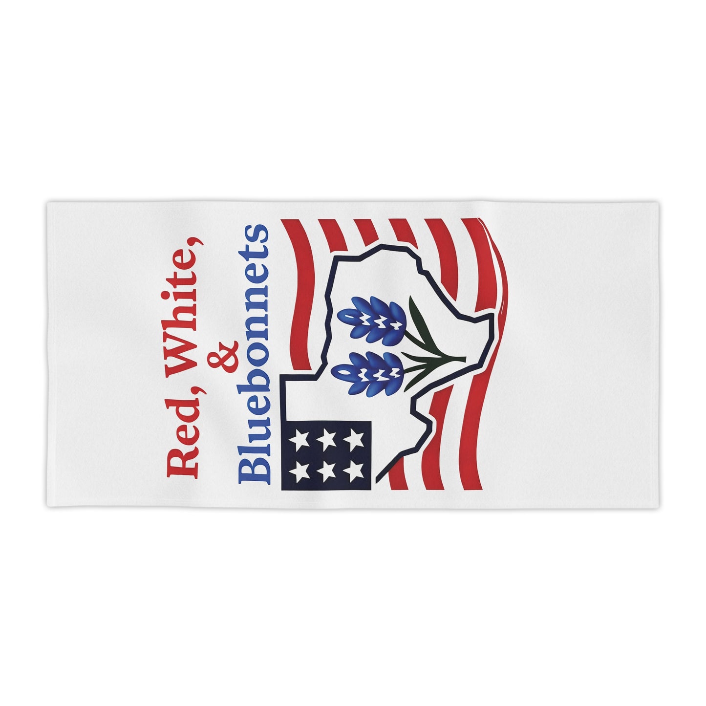 Texas Themed Beach Towel, Red White Bluebonnets Independence Day Towel, Patriotic Pool Towel, Fourth of July Gift, Summer Holiday Towel, USA