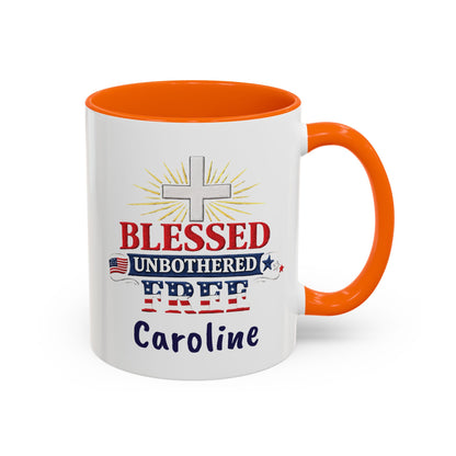 Blessed Unbothered Free, Coffee Mug | Accent Coffee Mug