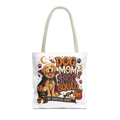 Dog Mom Spook Squad Tote Bag | Halloween Golden Retriever Pumpkin Design