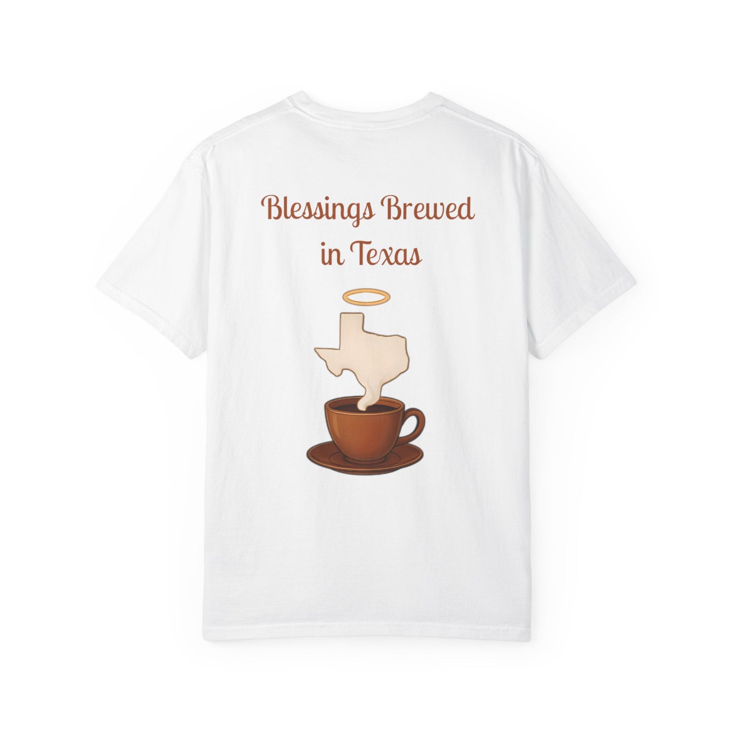 Blessings Brewed T-Shirt, Faith-Inspired Tee, Coffee Lover Gift, Texas Pride Apparel, Unisex Casual Wear