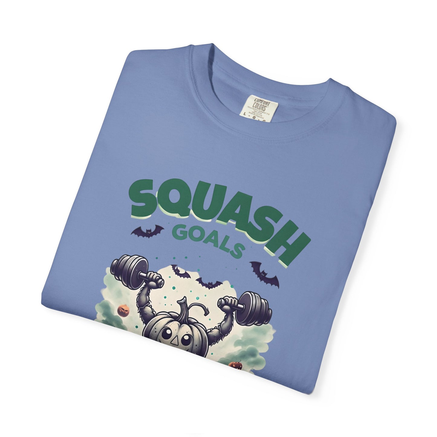 Halloween Fitness T-Shirt, Squash Goals Tee, Pumpkin Workout Shirt, Spooky Gym Wear, Fall Exercise Top, Unisex Apparel