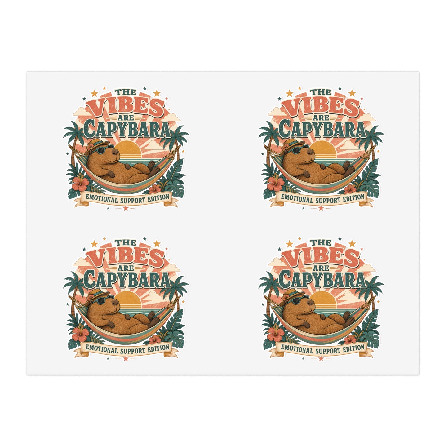 The Vibes Are Capybara sticker sheet | Cute capybara, tropical design