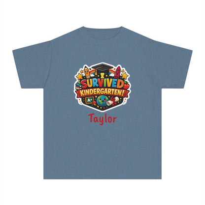 I Survived Kindergarten T-shirt | Kids Graduation Tee, Personalized Name Option