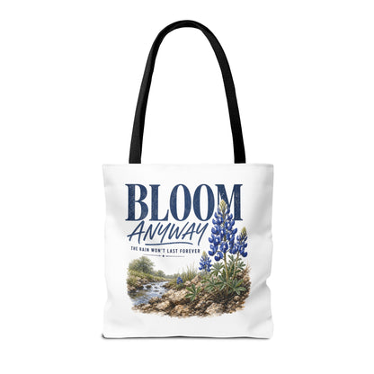 Bloom Anyway Tote Bag | Bluebonnet Wildflower Inspirational Design