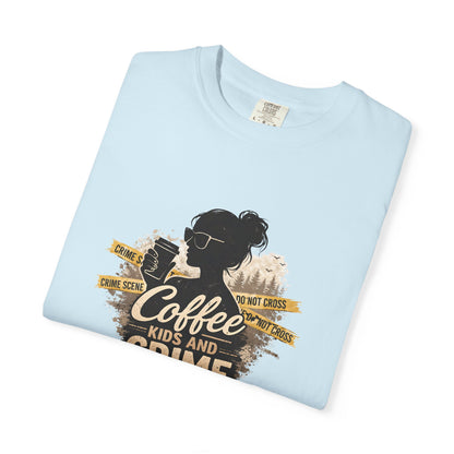 Coffee Kids and Crime Podcast Mom T-Shirt | Coffee Mug Silhouette Tee