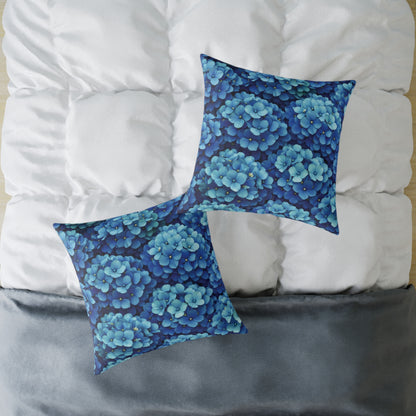 Blue Hydrangea Pattern Pillow | Floral Cushion Cover