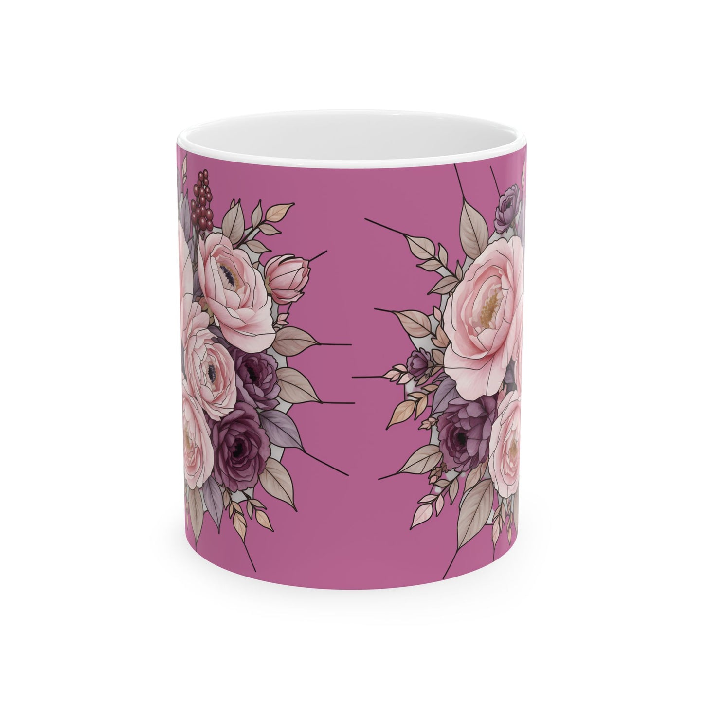 Blush Rose Bouquet Mug | Floral Ceramic Coffee Cup