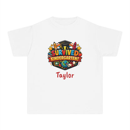 I Survived Kindergarten T-shirt | Kids Graduation Tee, Personalized Name Option