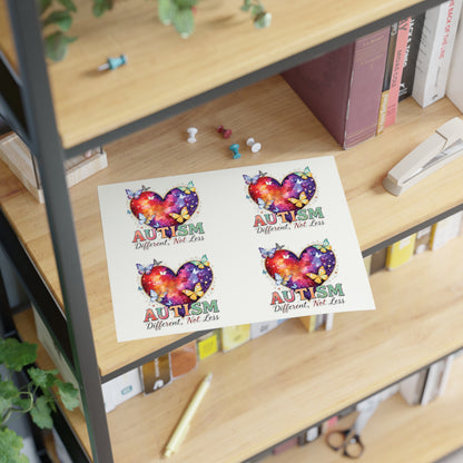 Autism Different Not Less sticker sheets | Heart puzzle butterfly design