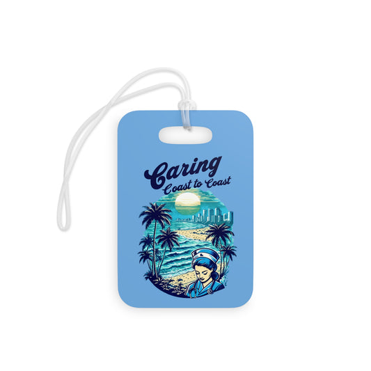 Tropical Luggage Tag for Traveling Nurse, Summer Vacation Accessory, Cute Travel Tags, Nurse Bag Tags, Miami Theme Baggage Identifier