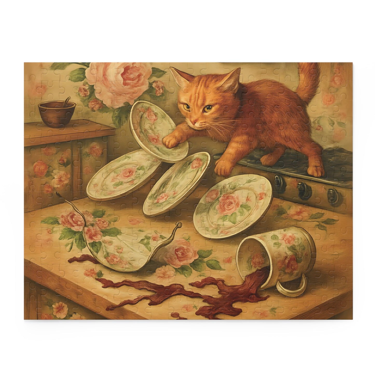 Whimsical Cat Puzzle - 120, 252, 500-Piece, Cozy Home Decor, Cat Lover Gift, Family Activity, Unique Puzzle Art