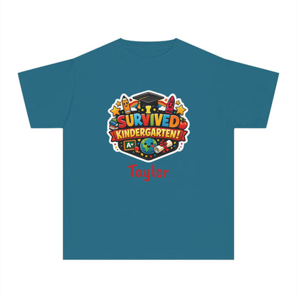I Survived Kindergarten T-shirt | Kids Graduation Tee, Personalized Name Option