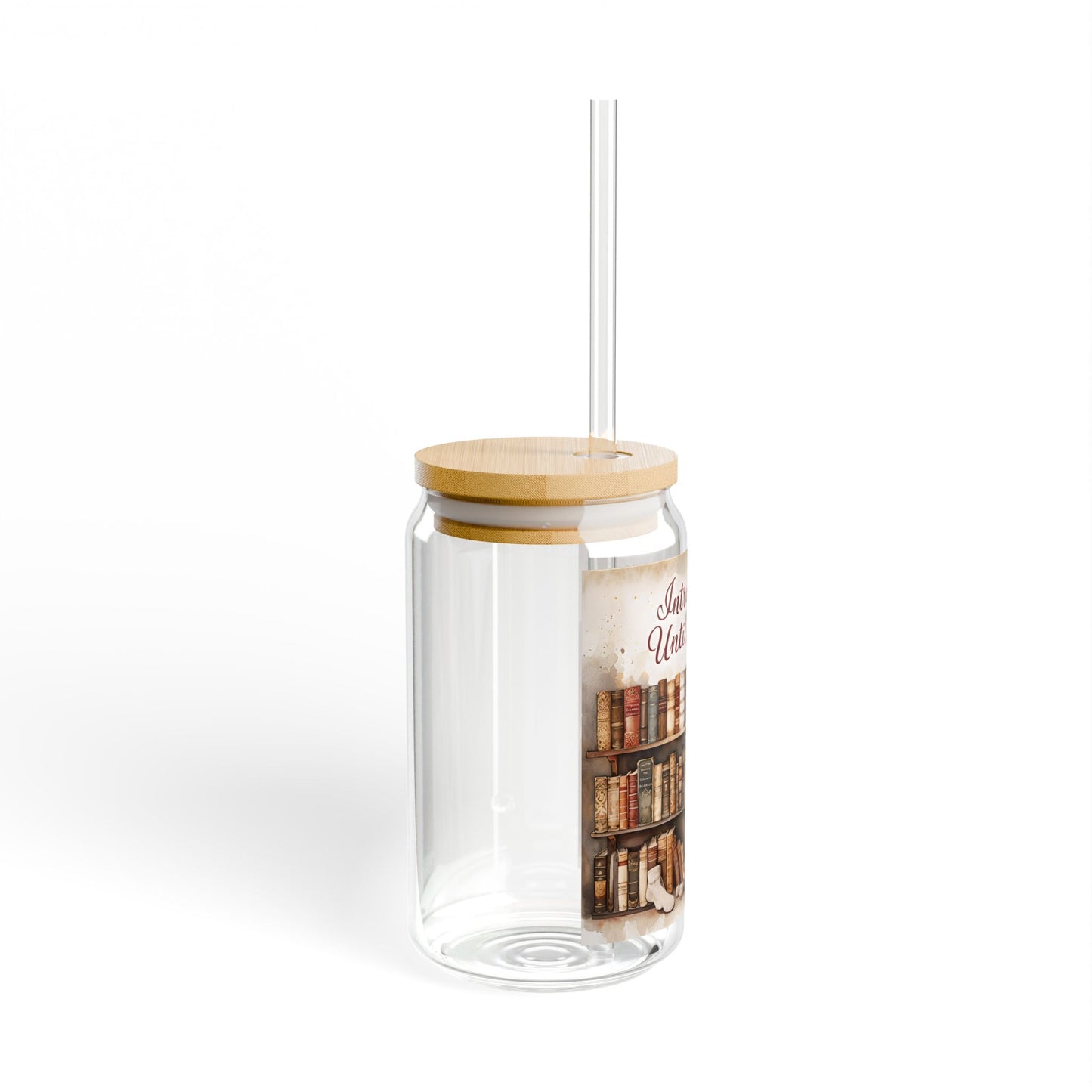 Introverted Sipper Glass, Cozy Reading Glass, 16oz Jar with Straw, Perfect Gift for Book Lovers and Introverts, Ideal for Home Decor