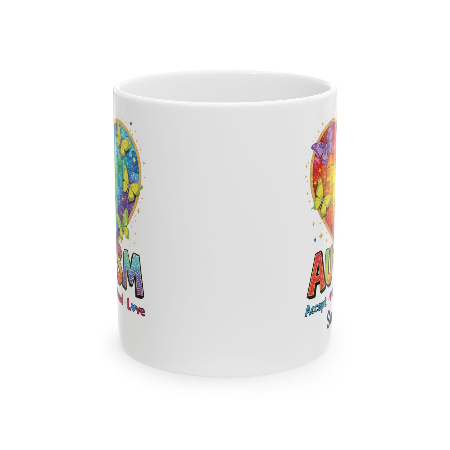 Autism Awareness Rainbow Heart Mug | Ceramic Coffee Cup
