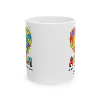 Autism Awareness Rainbow Heart Mug | Ceramic Coffee Cup