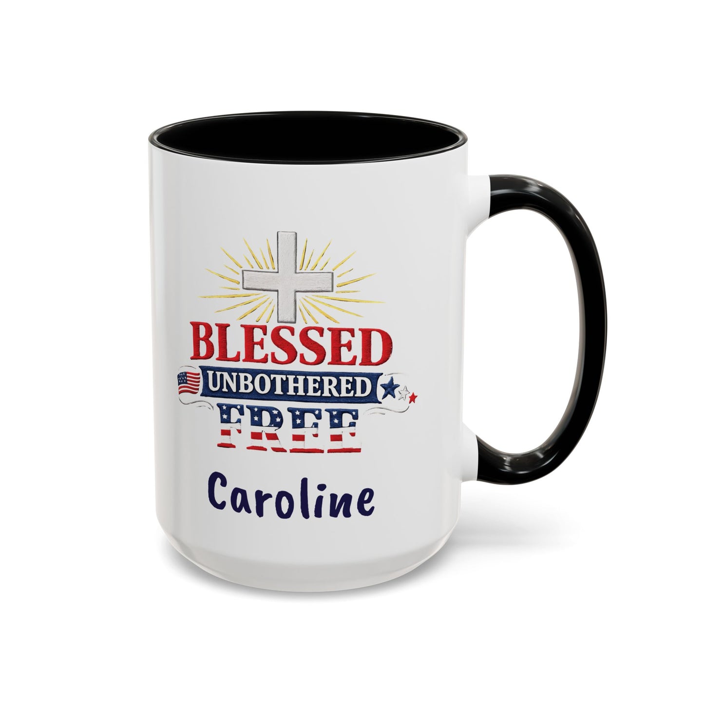 Blessed Unbothered Free, Coffee Mug | Accent Coffee Mug