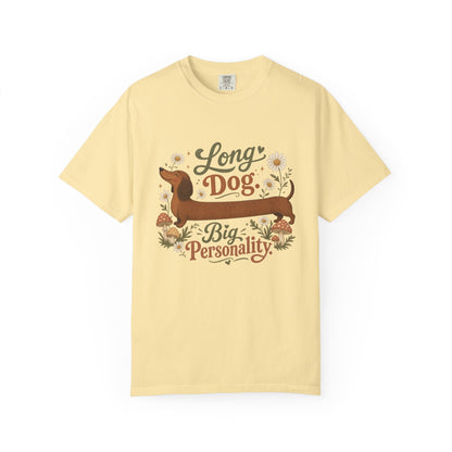 Long Dog Big Personality Dachshund T-shirt | Cute Sausage Dog Floral Design