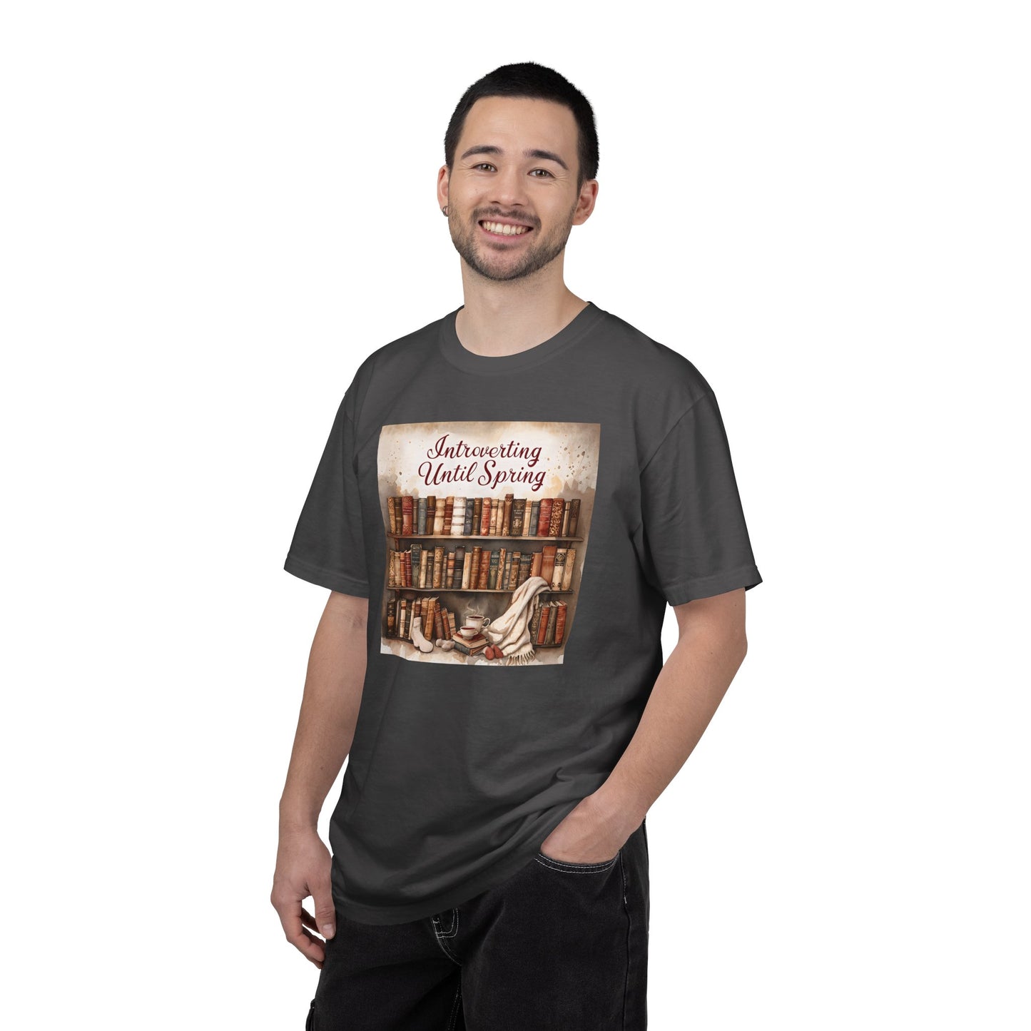 Introverting Until Spring T-Shirt, Cozy Literary Tee, Perfect Gift for Book Lovers, Spring Vibes Shirt, Relaxed Fit Fashion