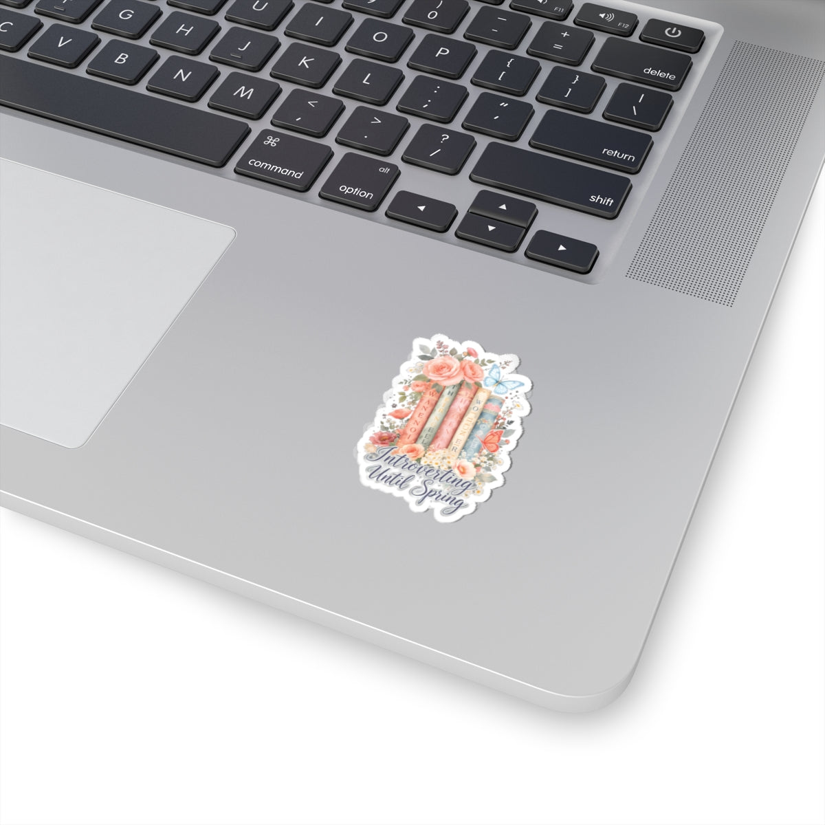 Introverting Until Spring sticker | kiss-cut book floral butterfly