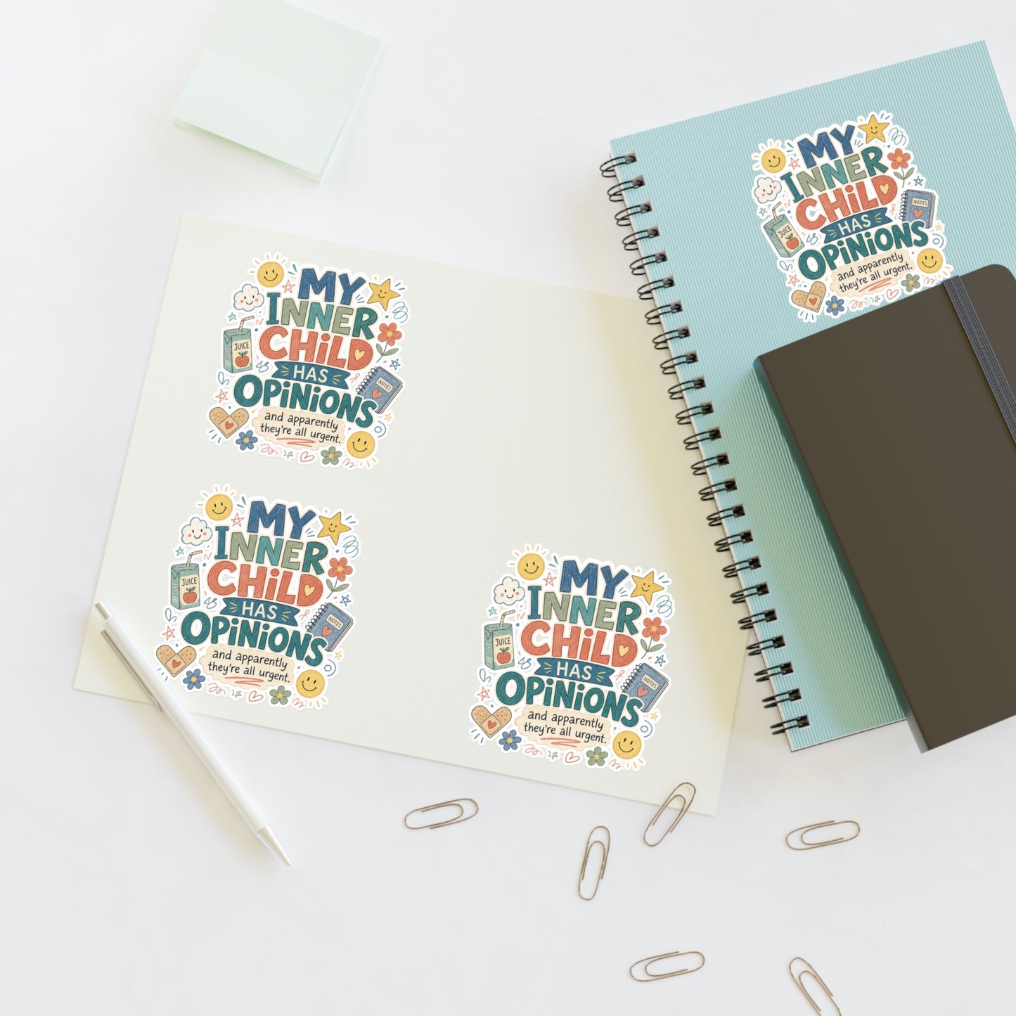 "My Inner Child Has Opinions" Capybara Sticker Sheet – Emotional Support Cute Animal Stickers