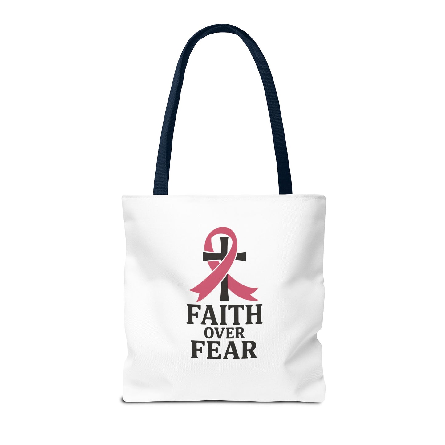 Faith Over Fear Tote Bag, Inspirational Gift for Cancer Awareness, Motivational Tote, Breast Cancer Support, Daily Use Bag