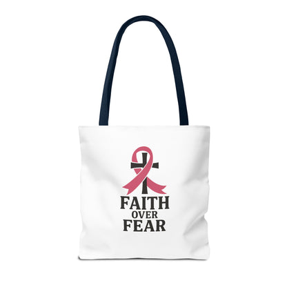Faith Over Fear Tote Bag, Inspirational Gift for Cancer Awareness, Motivational Tote, Breast Cancer Support, Daily Use Bag