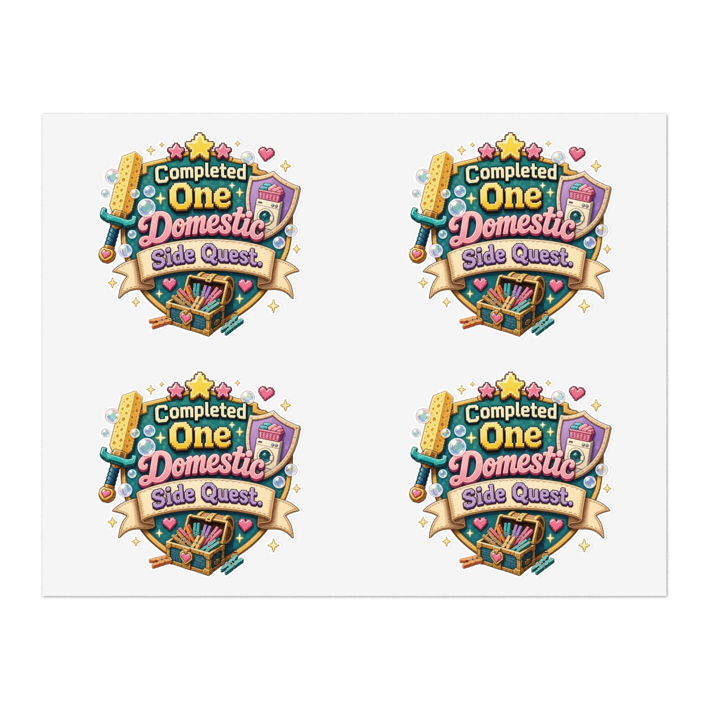 Completed One Domestic Side Quest Sticker Sheet | Cute Achievement Badge Stickers