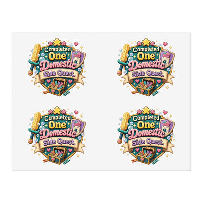 Completed One Domestic Side Quest Sticker Sheet | Cute Achievement Badge Stickers