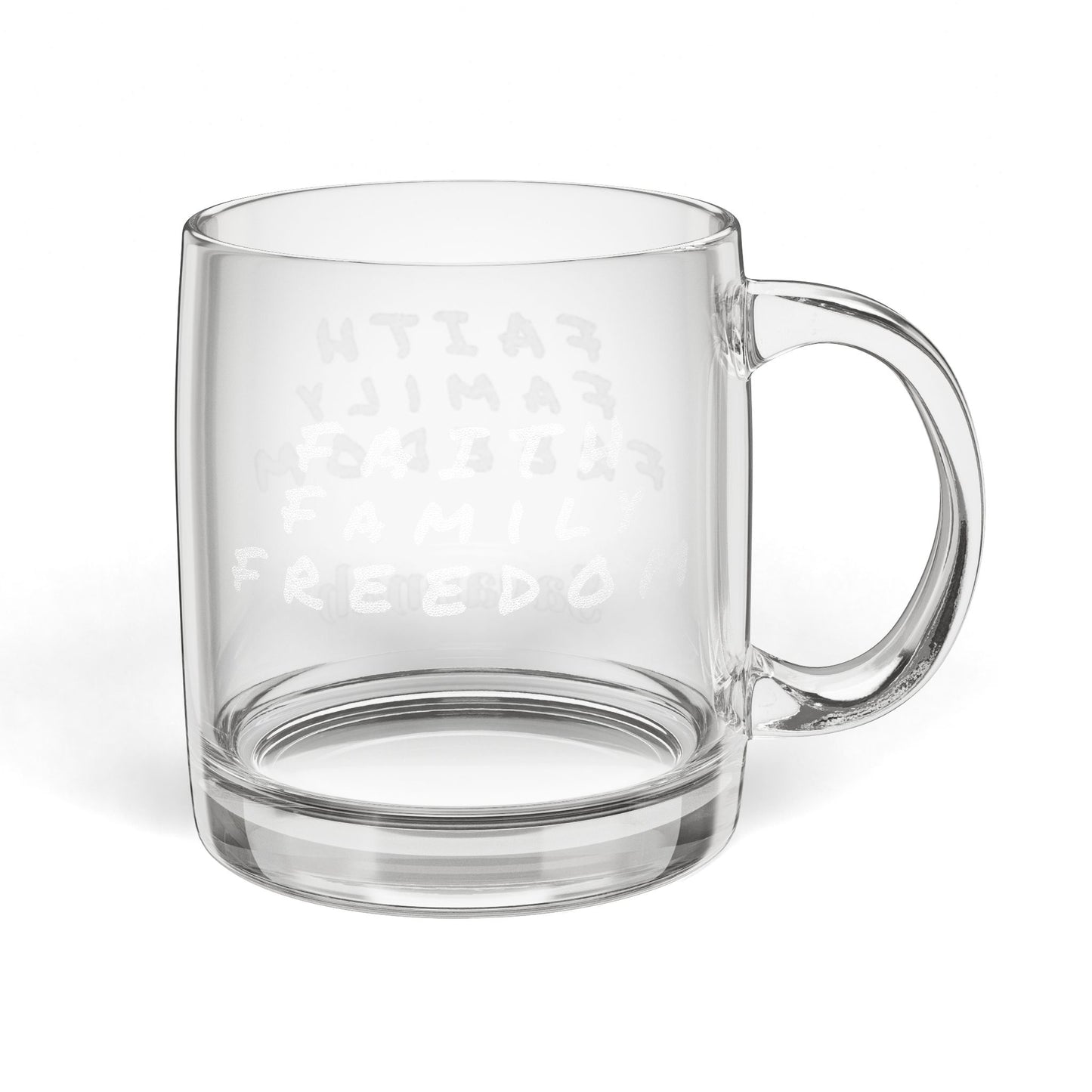 Custom Engraved Glass Mug, Personalized Coffee Cup for Faith Family Freedom, Gift for Dad, Mom, Patriotic Mug, 4th of July Present,