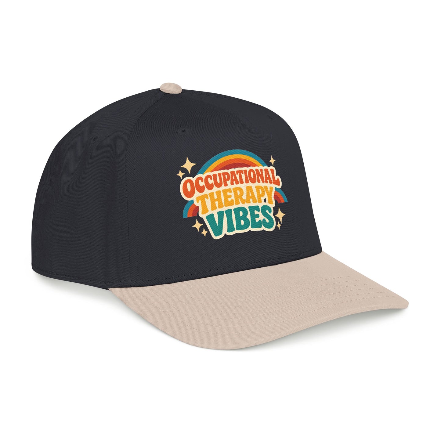 Occupational Therapy Vibes Cap | Retro Rainbow Mid Profile Baseball Cap