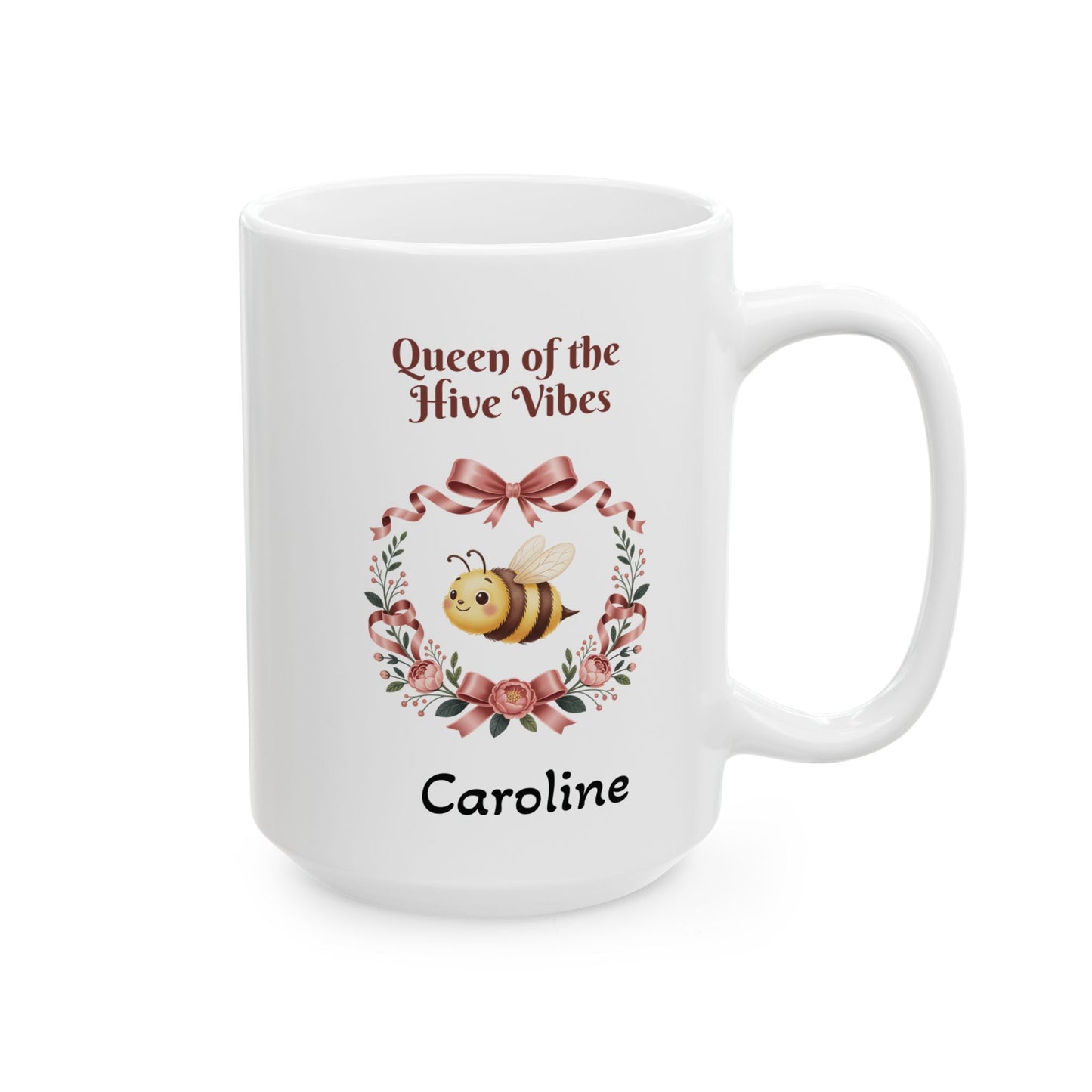 Queen of the Hive Bee Wreath Mug | Floral Bee Ceramic Mug
