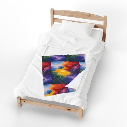 Emotion Color Map Neurodivergent Blanket Velveteen Plush Blanket | Abstract Rainbow Landscape