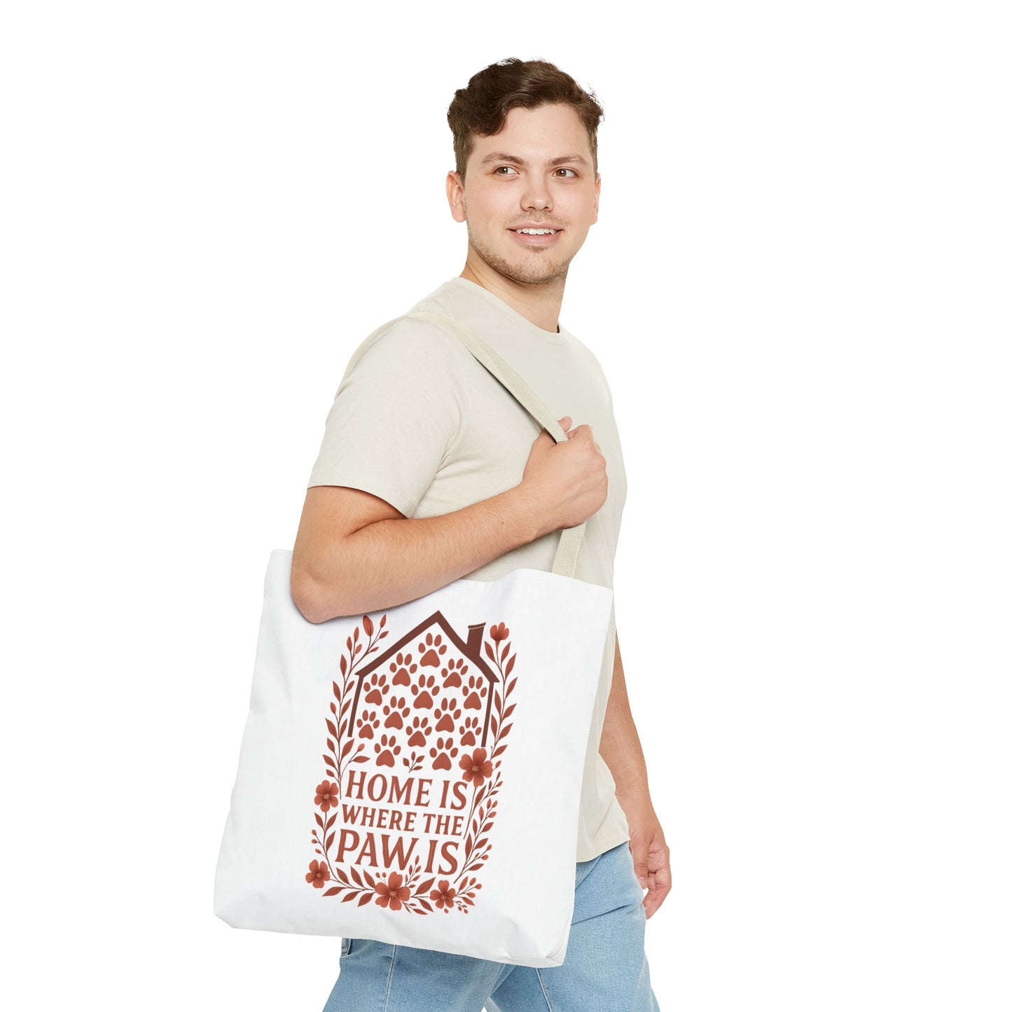 Home is Where the Paw Is Tote Bag | Pet Lover Gift, Floral Design, Animal Lover Accessory, Eco-Friendly Shopping Bag, Dog Mom Tote