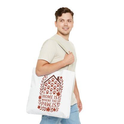 Home is Where the Paw Is Tote Bag | Pet Lover Gift, Floral Design, Animal Lover Accessory, Eco-Friendly Shopping Bag, Dog Mom Tote