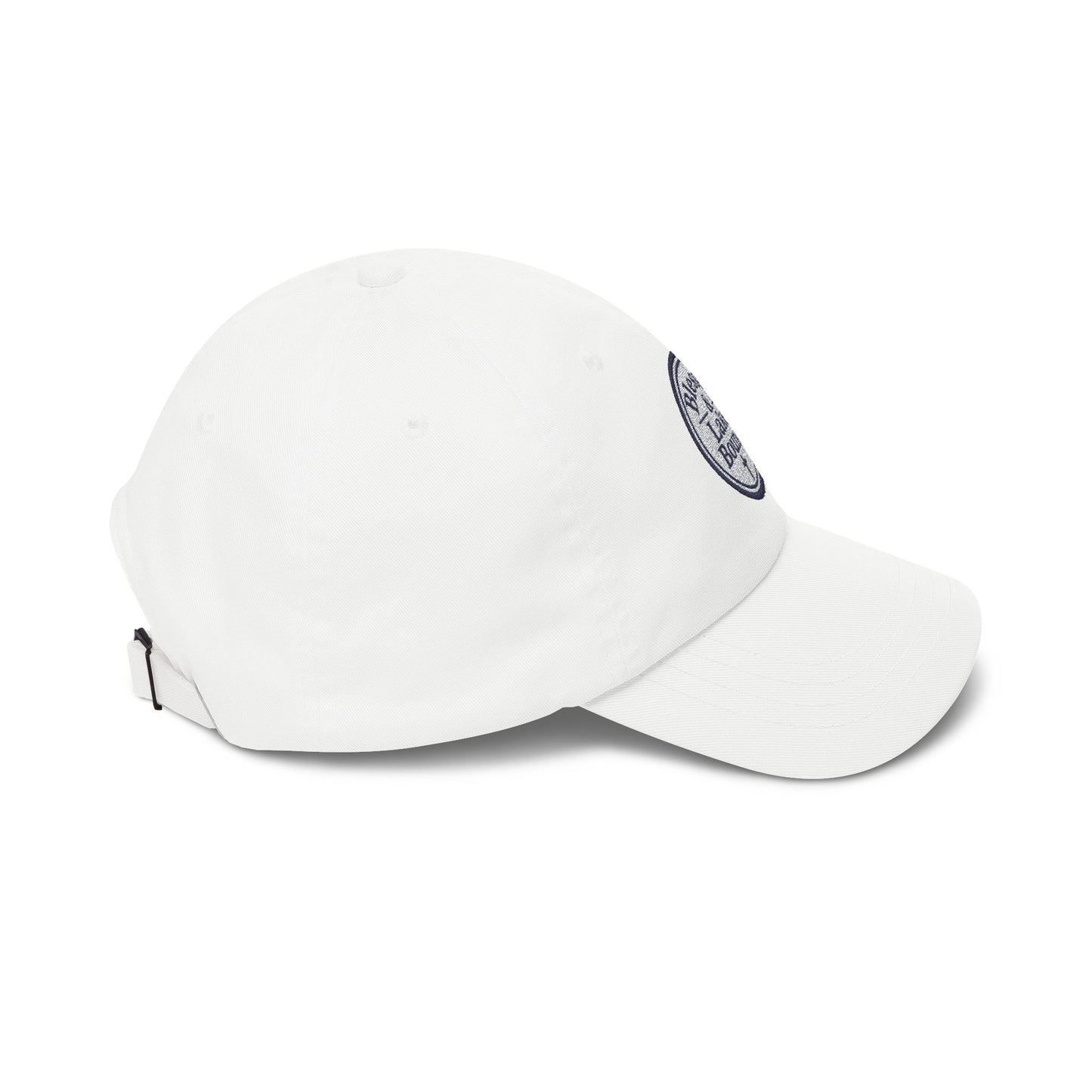 Blessed & Lake Bound Dad Cap | Embroidered Circle Logo, White Baseball Hat