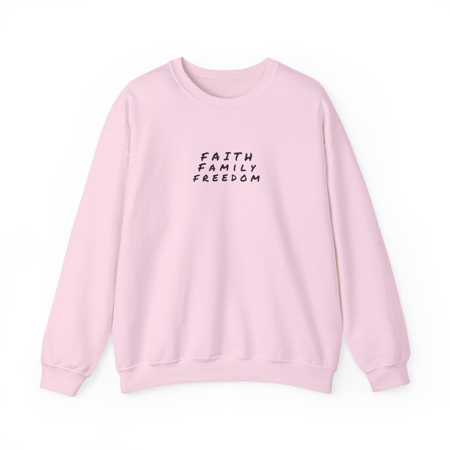 Faith Family Freedom Sweatshirt, Christian Sweatshirt, Religious Apparel, Inspirational Jumper, Religious Gift for Him/Her, Cozy Sweatshirt