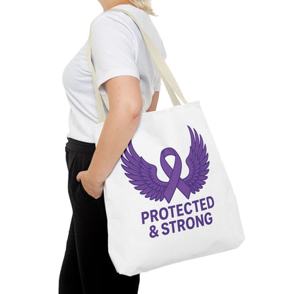 Protected and Strong Awareness Tote Bag, Eco-Friendly Shoulder Bag, Reusable Grocery Bag, Canvas Shopping Tote, Gift for Activists,