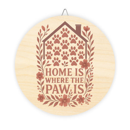 Charming Paw Print Decor for Pet Lovers, Home is Where the Paw Is Wooden Sign, Rustic Animal Wall Art, Dog Owner Gift, Pet-Themed Decoration