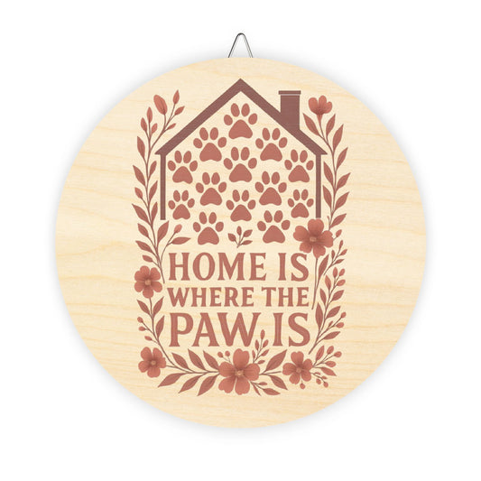 Charming Paw Print Decor for Pet Lovers, Home is Where the Paw Is Wooden Sign, Rustic Animal Wall Art, Dog Owner Gift, Pet-Themed Decoration